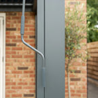PergoSTET Plus 3m x 3m Square Wall Mounted Pergola with 3 Manual Side Blinds and LED Lighting in Grey