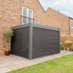 PergoSTET Plus 3m x 4m Rectangular Wall Mounted Pergola With Tilting Louvres And LED Lighting